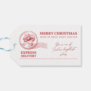 White And Red Vintage From Santa Claus Christmas Gift Tags