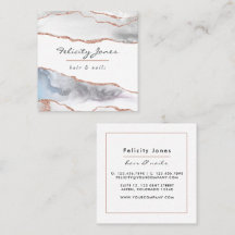 White and Rose Gold Agate Business Card