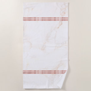 White and rose-gold faux marble beach towel