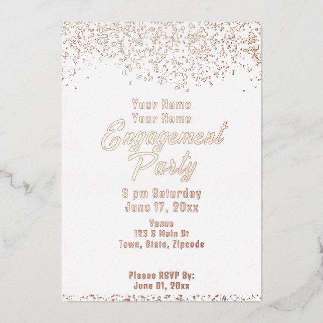 White and Rose Gold Foil Engagement Party (Front)