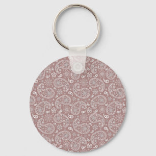 White and rose gold paisley keychain