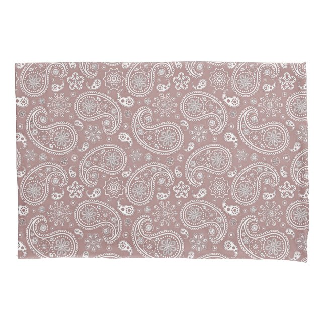 White and rose gold paisley pillowcase (Front)