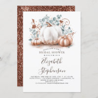 White and Rose Gold Pumpkins Fall Bridal Shower