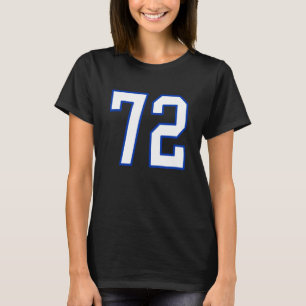 White and Royal Blue Number 72 Jersey Player Unifo T-Shirt