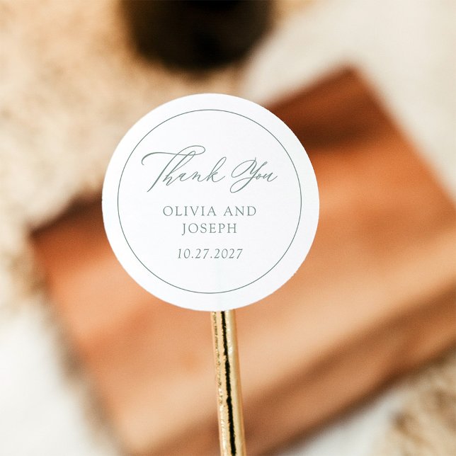 White and Sage Green | Italian Elegance Wedding Classic Round Sticker (Creator Uploaded)