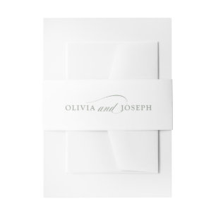 White and Sage Green Italian Elegance Wedding Invitation Belly Band