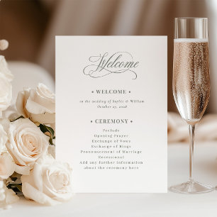 White and Sage Green Luxe Wedding Welcome Program