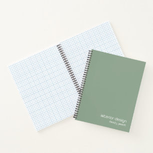 White and Sage Green Simple Interior Design Logo  Notebook