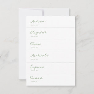 White and Sage Green Wedding Place Card DIY