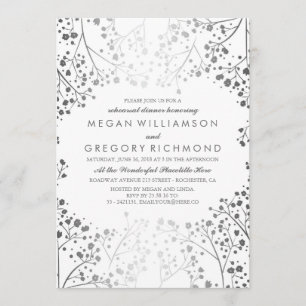 White and Silver Baby's Breath Rehearsal Dinner Invitation