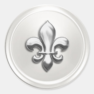 White and Silver  Fleur de Lis Envelope Seal
