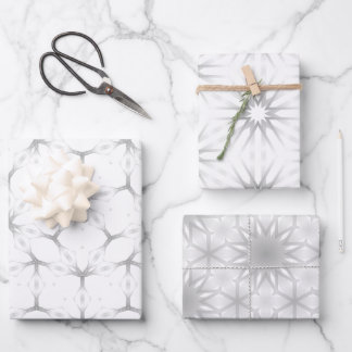 White and Silver Geometric pattern Wrapping Paper Sheet