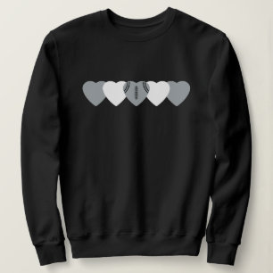 White and Silver Heart Football Dark Sweatshirt