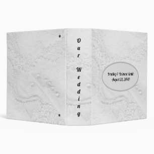White and Silver Lace and Pearls on Satin Wedding Binder