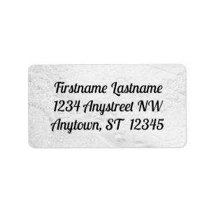 White and Silver Lace and Pearls on Satin Wedding Label