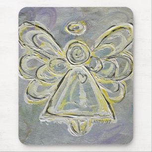 White and Silver Light Guardian Angel Mousepad