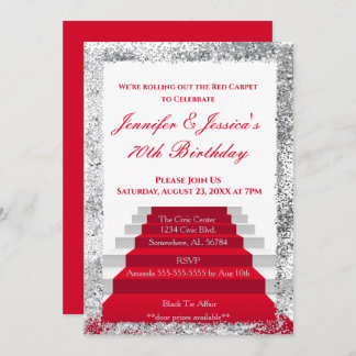 White and Silver Red Carpet Birthday Invitation