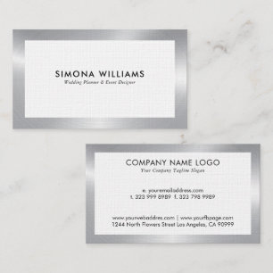 White and silver simple design business card