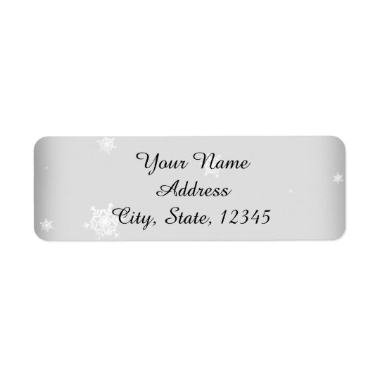 White and Silver Snowflake Wedding Label Return Address Label