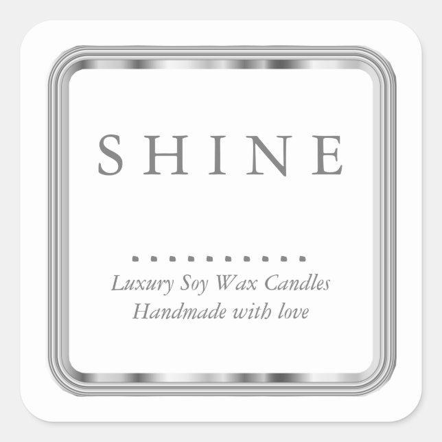 White and Silver   Square Sticker (Front)