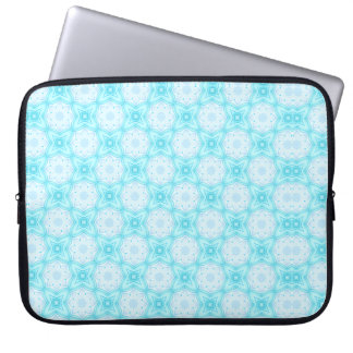White and Sky Blue Flowers and Stars Laptop Sleeve
