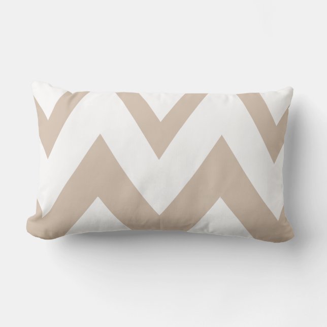 White and Tan Chevron - Brown - Lumbar Pillow (Front)