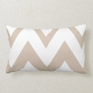 White and Tan Chevron - Brown - Lumbar Pillow