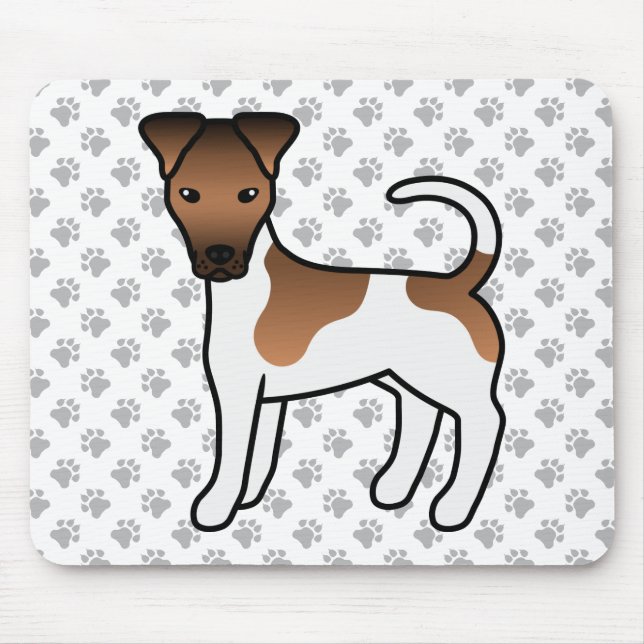 White And Tan Smooth Fox Terrier Cute Cartoon Dog Mouse Pad (Front)