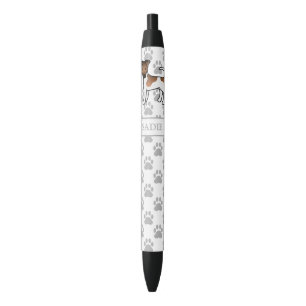 White And Tan Smooth Fox Terrier Cute Dog & Name Black Ink Pen