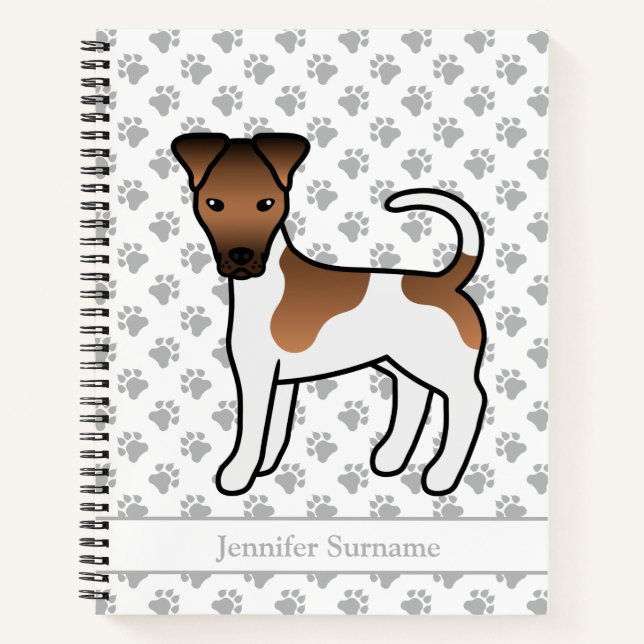 White And Tan Smooth Fox Terrier Cute Dog & Name Notebook (Front)