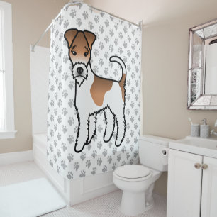 White And Tan Wire Fox Terrier Cute Cartoon Dog