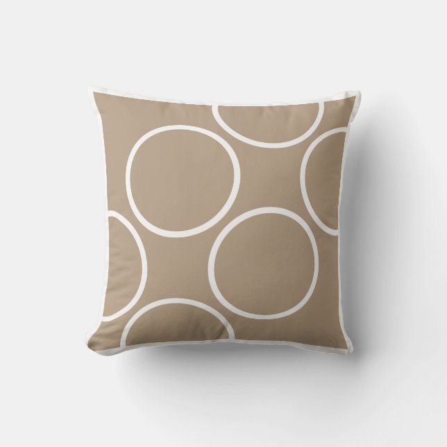 White and taupe with circles modern  pillow (Front)