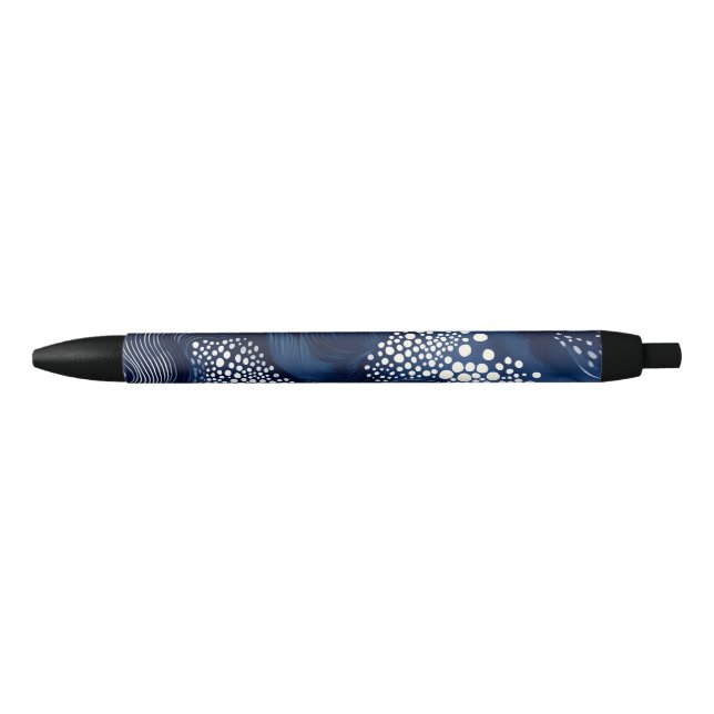 White and Teal Abstract Black Ink Pen (Front)