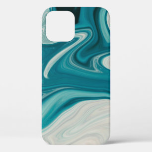 White and teal abstract painting iPhone 12 case