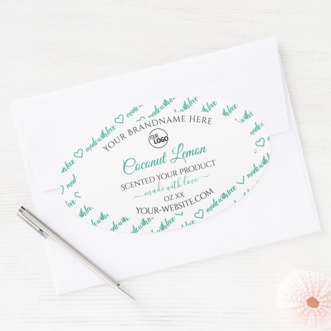 White and Teal Word Cloud Product Labels with Logo (Envelope)