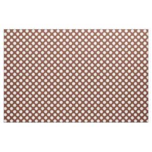 White and Terracotta Poka Dot Fabric