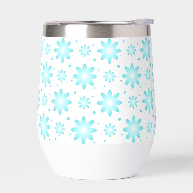 White and turquoise delicate daisy, dots pattern  (Left)