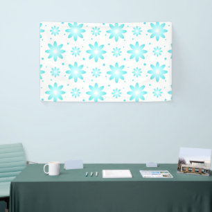 White and turquoise delicate daisy, dots pattern banner