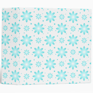 White and turquoise delicate daisy, dots pattern  binder