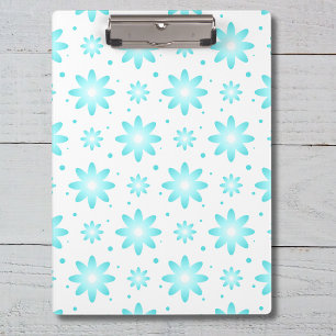 White and turquoise delicate daisy, dots pattern clipboard
