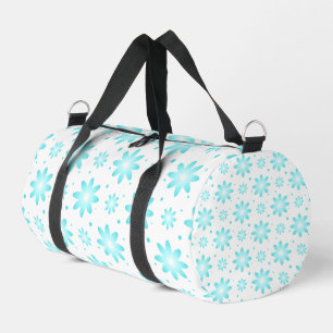 White and turquoise delicate daisy, dots pattern  duffle bag