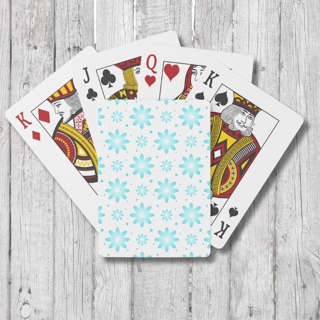 White and turquoise delicate daisy, dots pattern  playing cards (Creator Uploaded)
