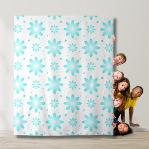 White and turquoise delicate daisy, dots pattern  tapestry