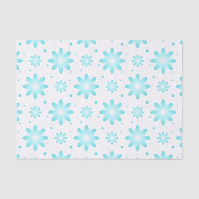 White and turquoise delicate daisy, dots pattern  tissue paper (Front)
