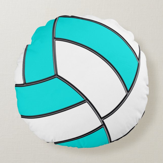 White and Turquoise Volleyball Pillow Change (Front)