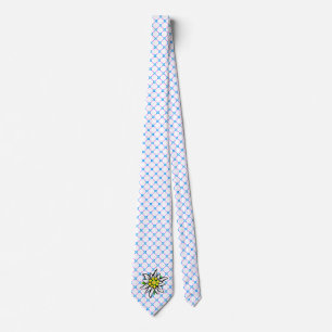 White and white blue tie