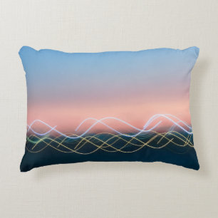 White and yellow curve lines accent pillow