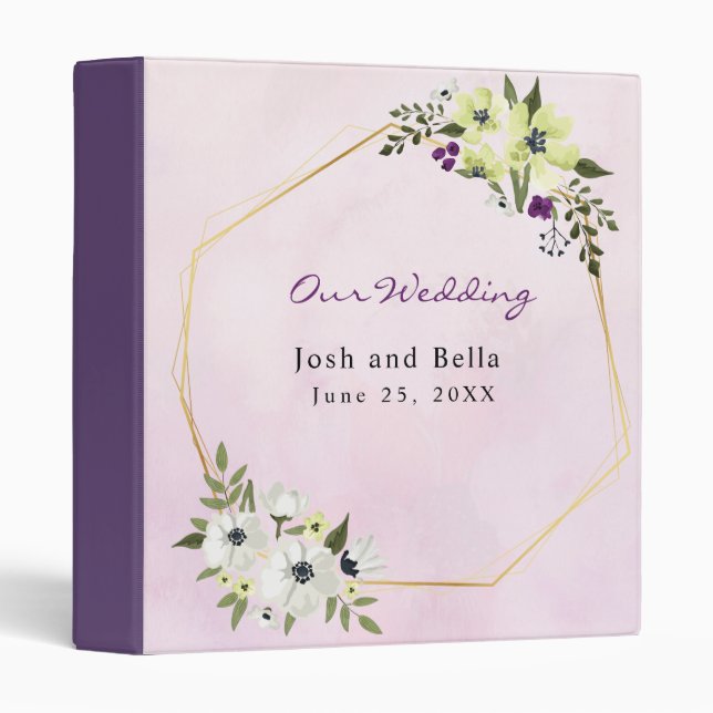 White and Yellow Floral with Gold Wedding Binder (Front/Spine)