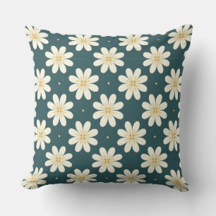 White and Yellow flower pattern Throw Pillow