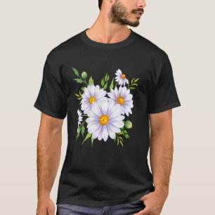 White And Yellow Heart Daisy Of Flower Floral Gard T-Shirt